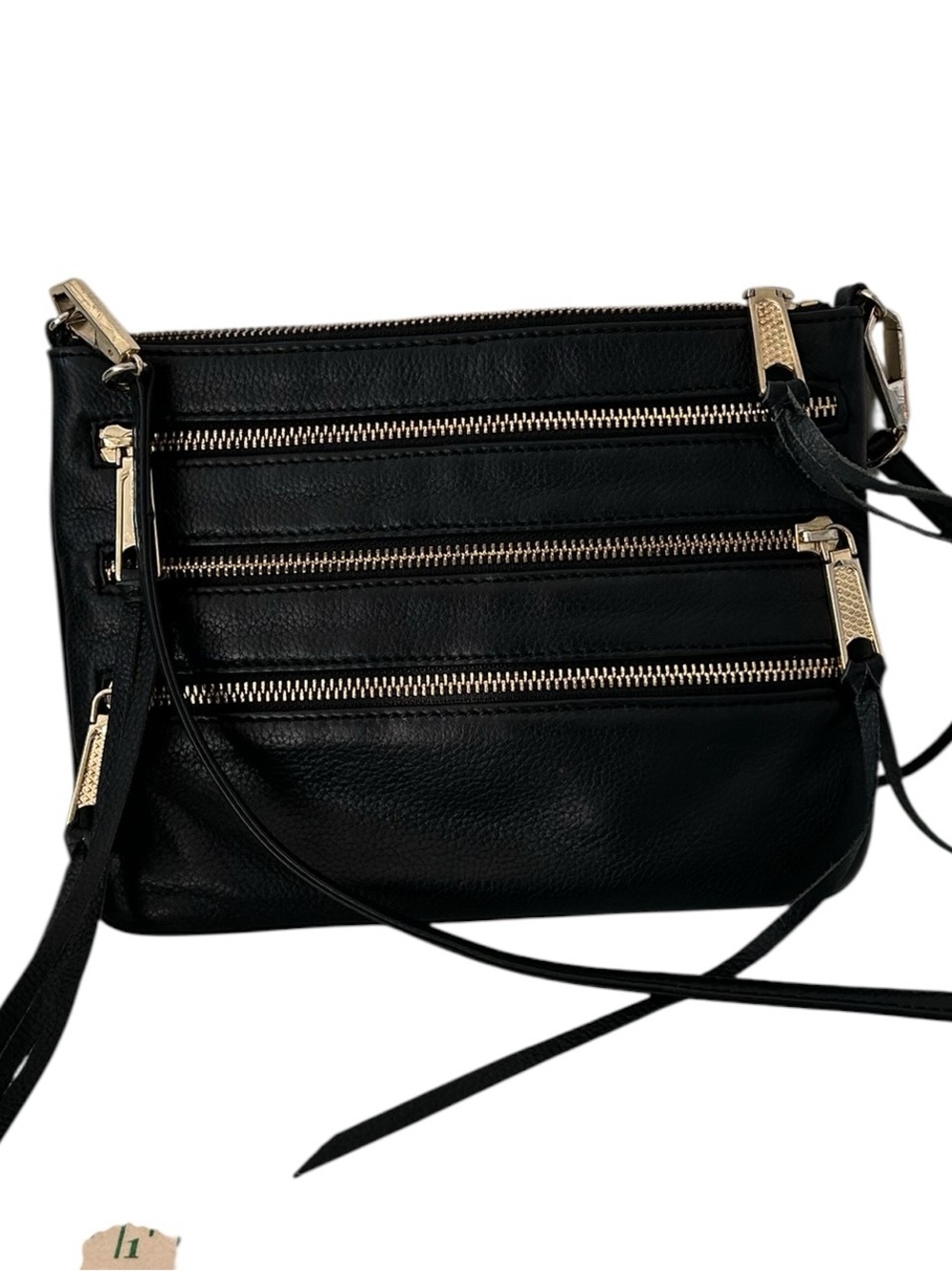 Rebecca Minkoff Black Leather Crossbody with Gold Hardware